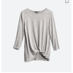 Brushed Gray Knit Tie front Top